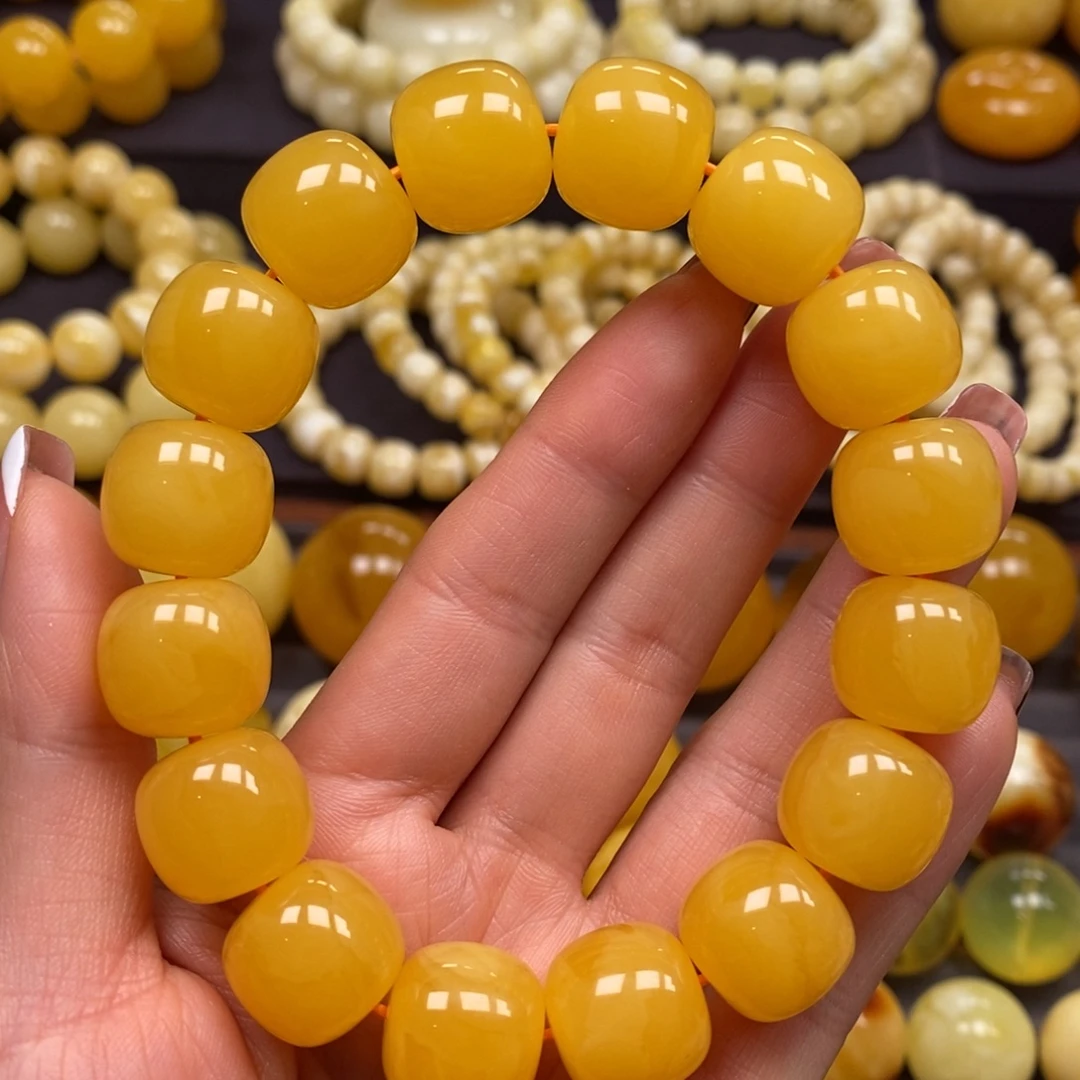 琥珀未镶嵌裸石同料手串