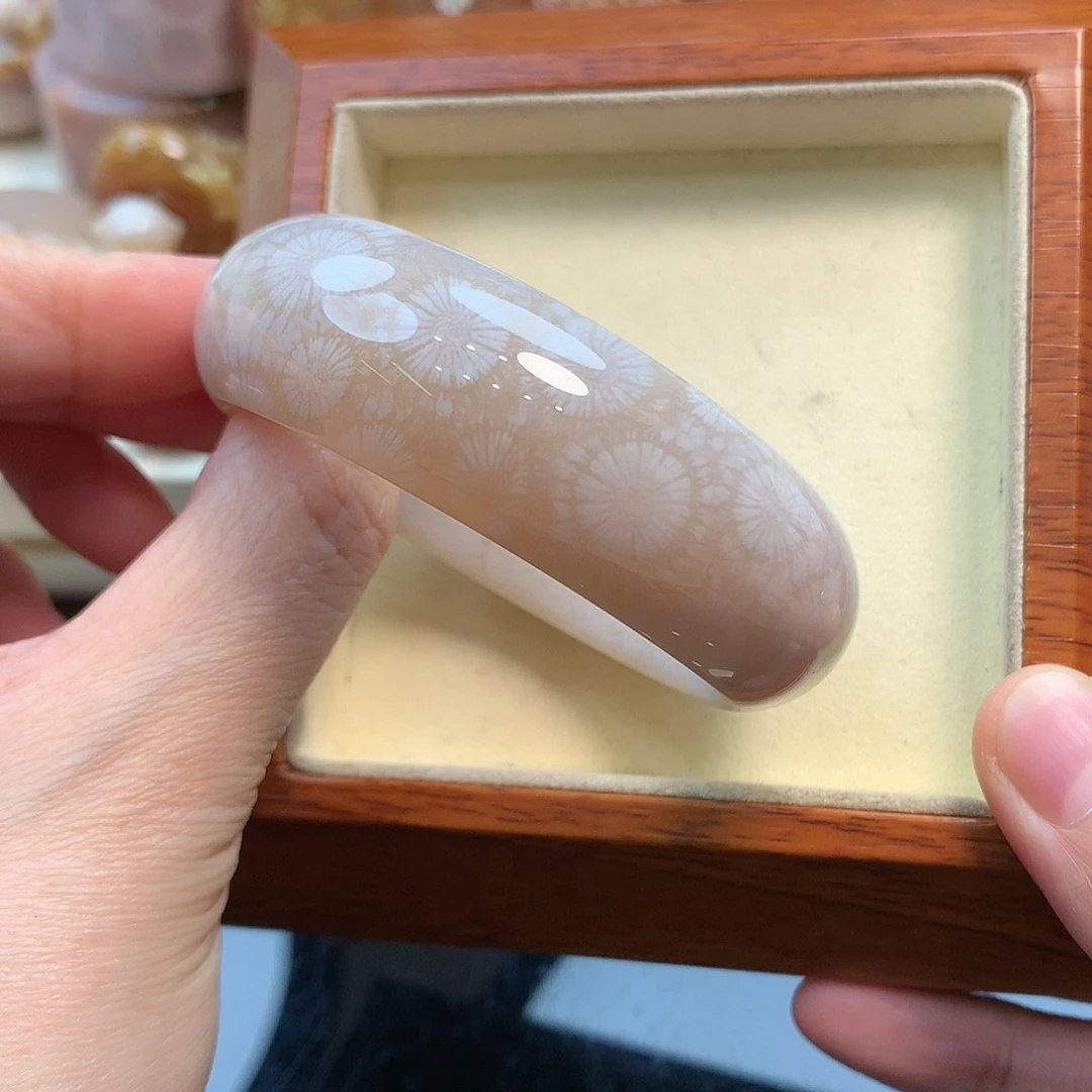 未镶嵌手镯硅化珊瑚（珊瑚玉）51.5口800漏