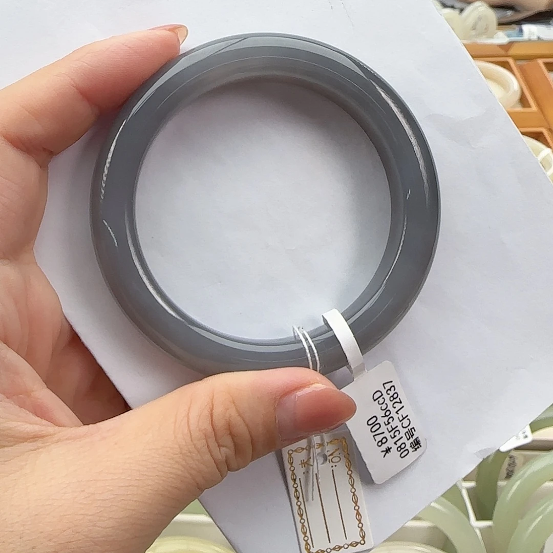 未镶嵌手镯和田玉渐变烟紫54-55