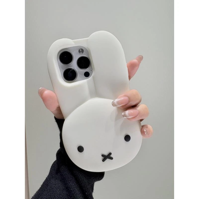 适用iPhone16pro手机壳【立体硅胶米菲兔】苹果13promax/15pro