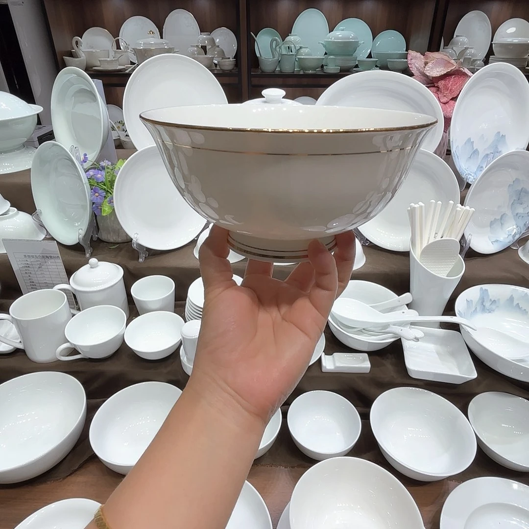瓷描金6寸高脚面碗10个