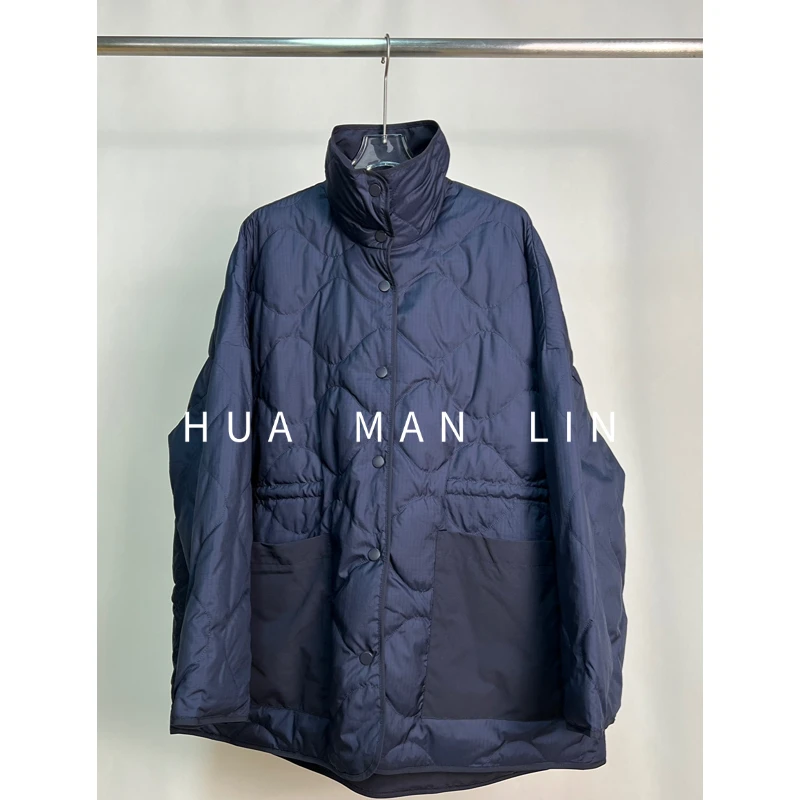 【花滿林】双面穿站领大口袋腰间抽绳填充物白鹅绒外套66019