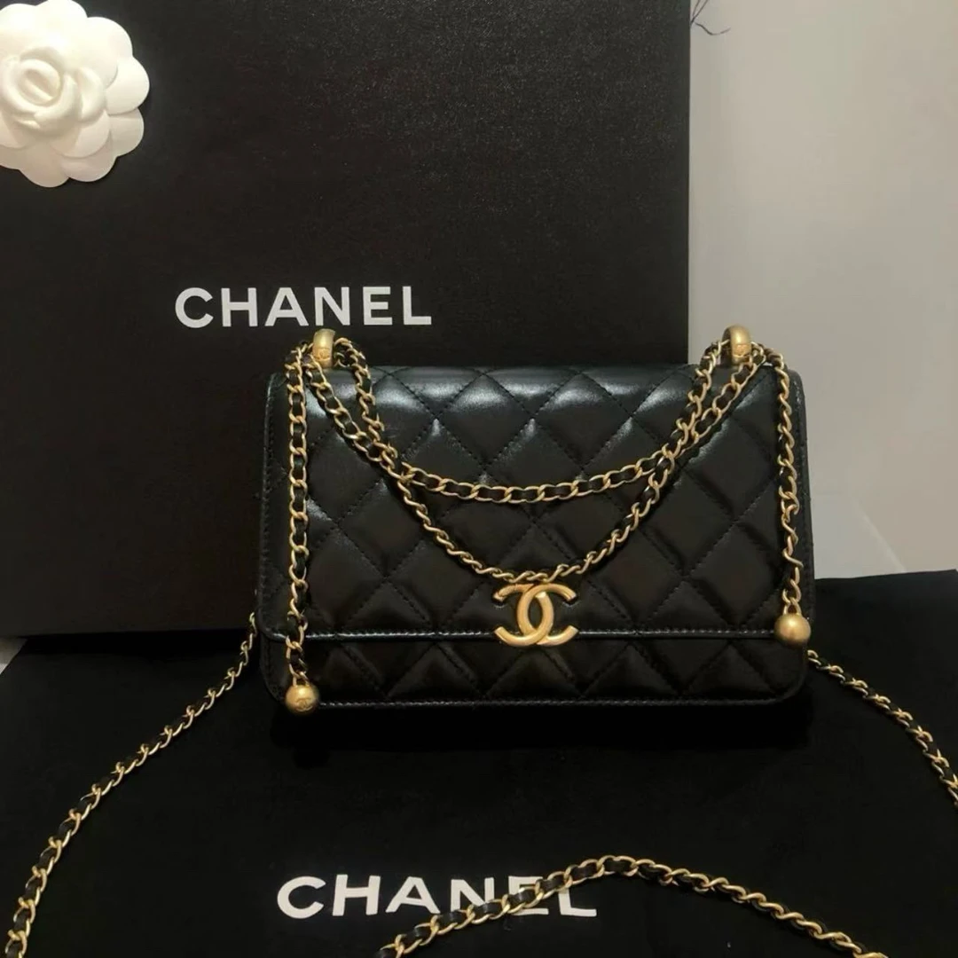 99新 Chanel/香奈儿 Chanel香奈儿金珠黑金woc单肩包25040118-07