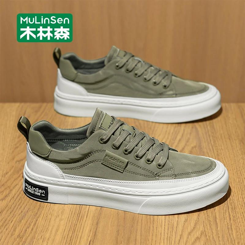 木林森男鞋2025新款夏季透气休闲板鞋薄款运动软底工作男士帆布鞋