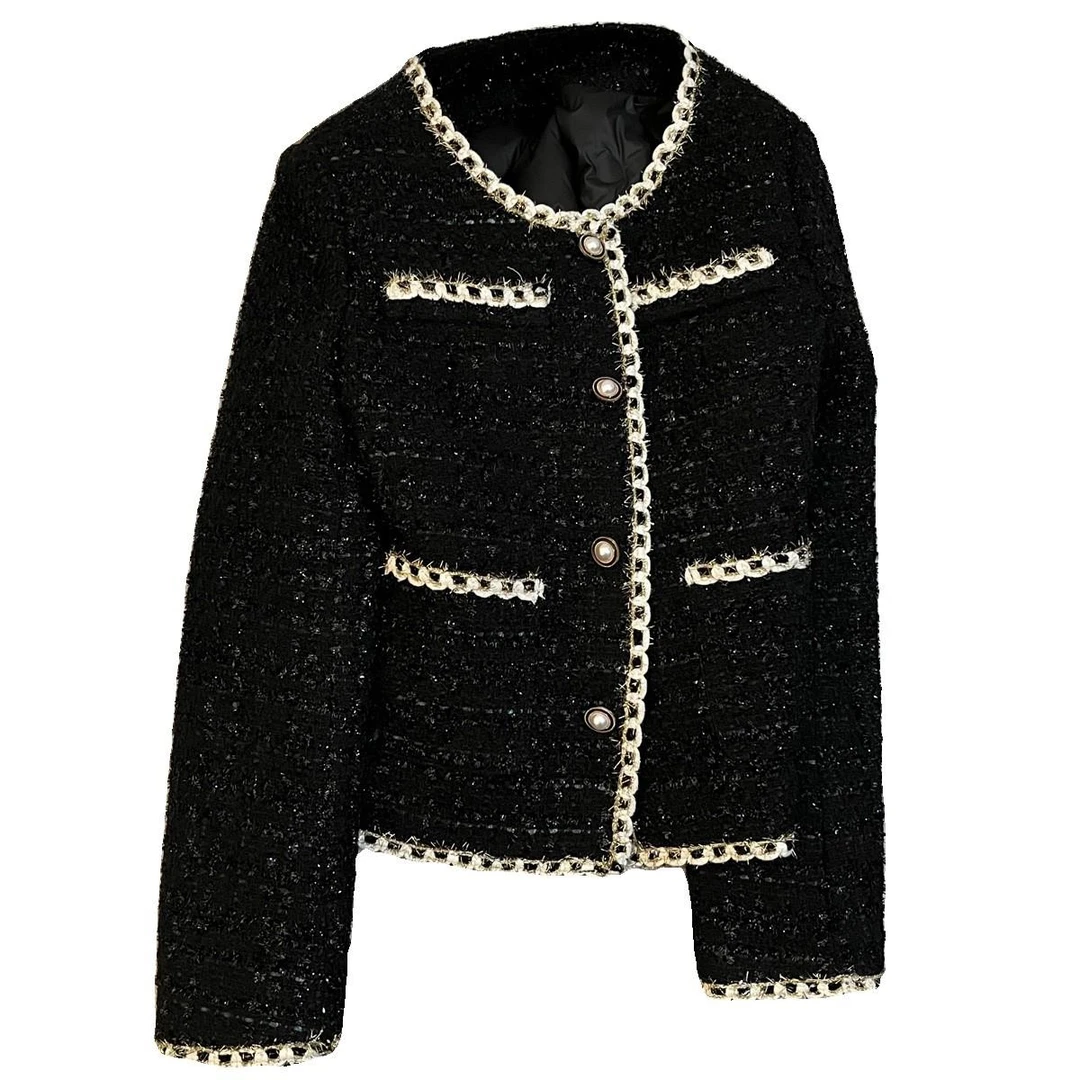 黑色短款小香风外套女2025冬季时尚百搭新款法式保暖名媛高级气质