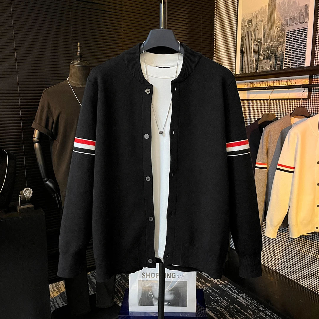 【清仓】男士时尚休闲百搭长袖修身春秋季潮流宽松帅气毛衣外套