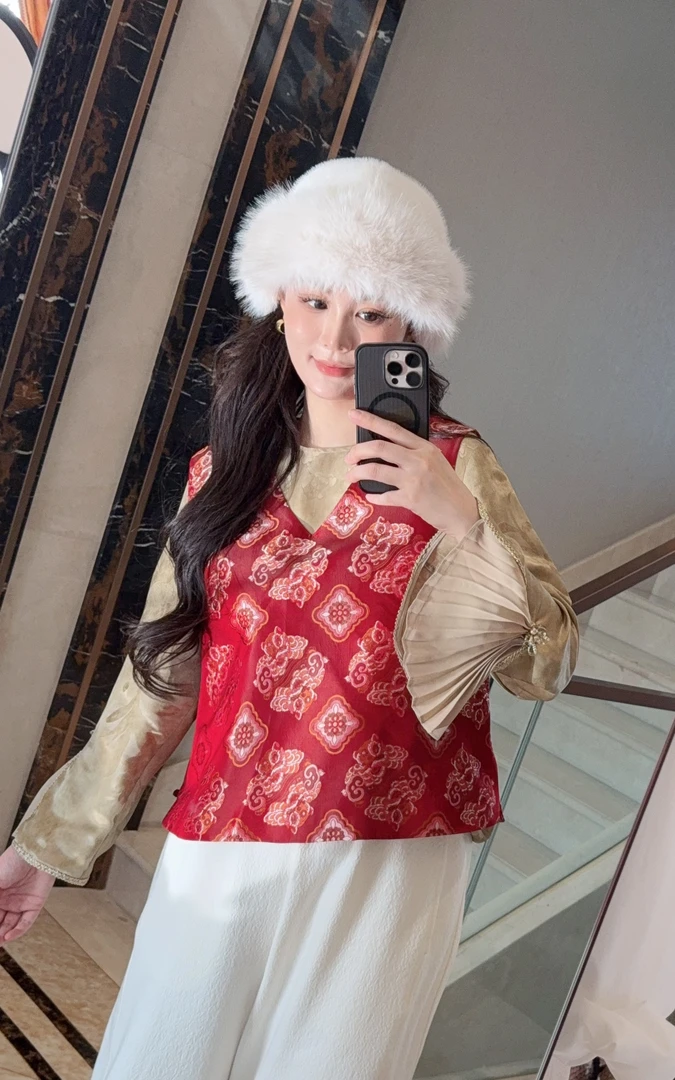 【虞美-依斐私服】新中式国风-轻奢高雅休闲真丝宋锦女士马甲