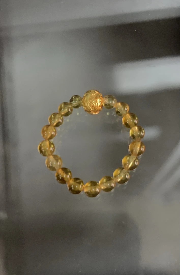 天然琥珀蜜蜡戒指时尚女士珠珠