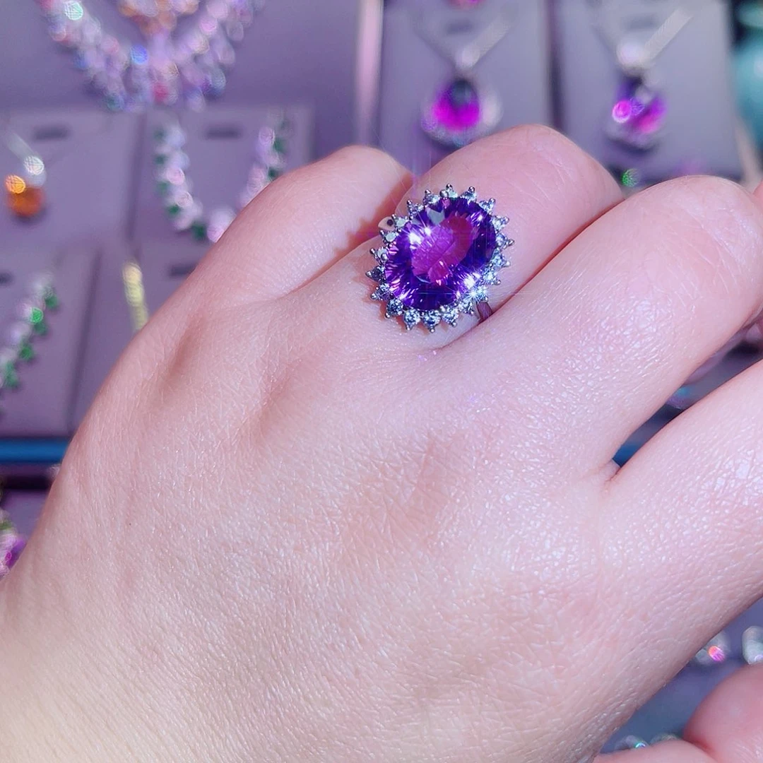 银S925镶嵌戒指紫晶