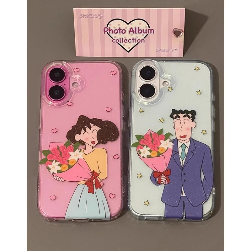 适用iPhone15手机壳苹果16高级感情侣防摔日系卡通拿花广17promax