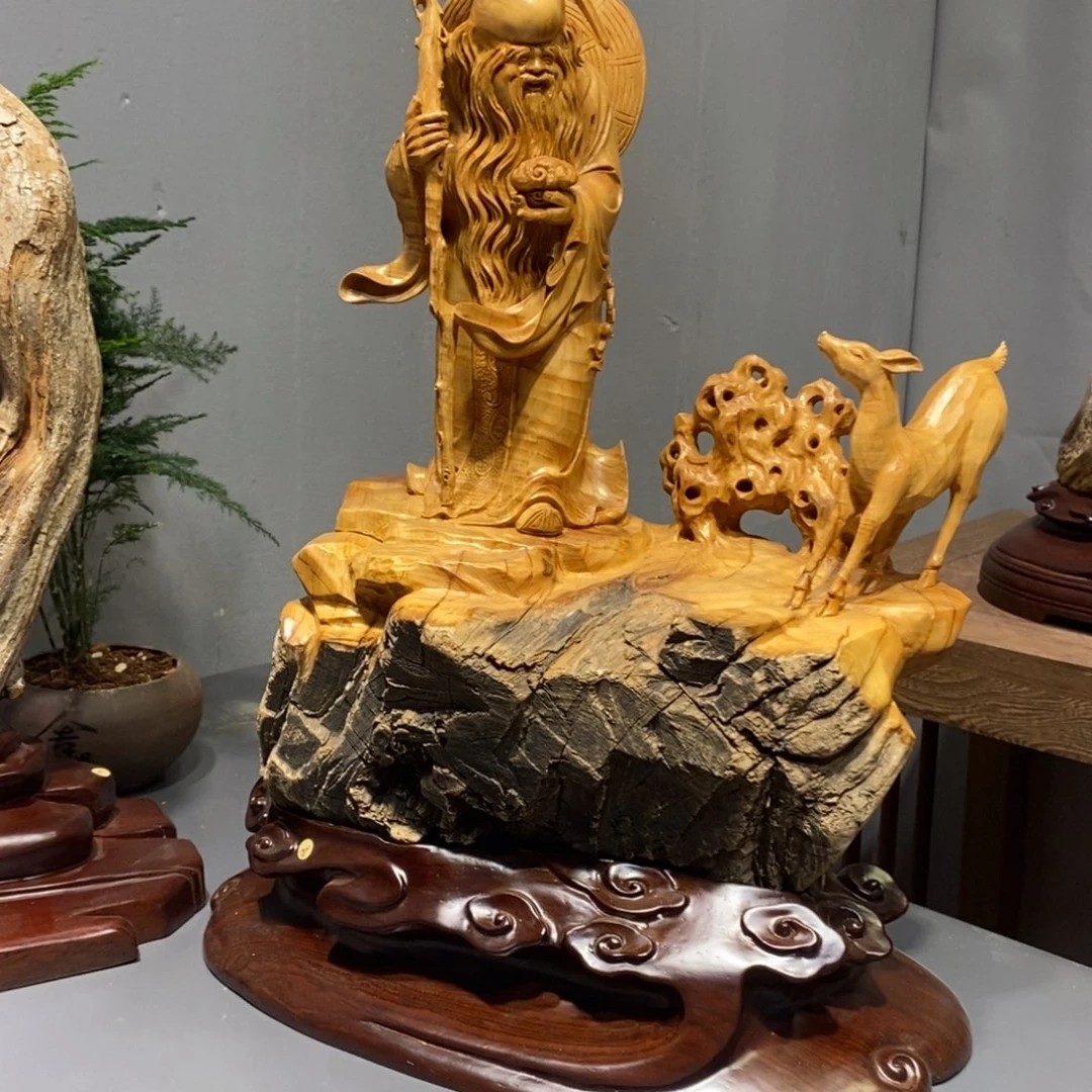 柏木（崖柏）寿星公意境全雕