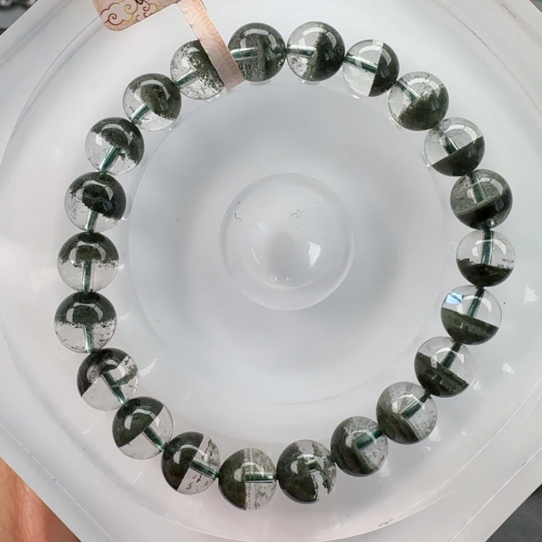 水晶未镶嵌手链天然绿幽灵聚宝盆
