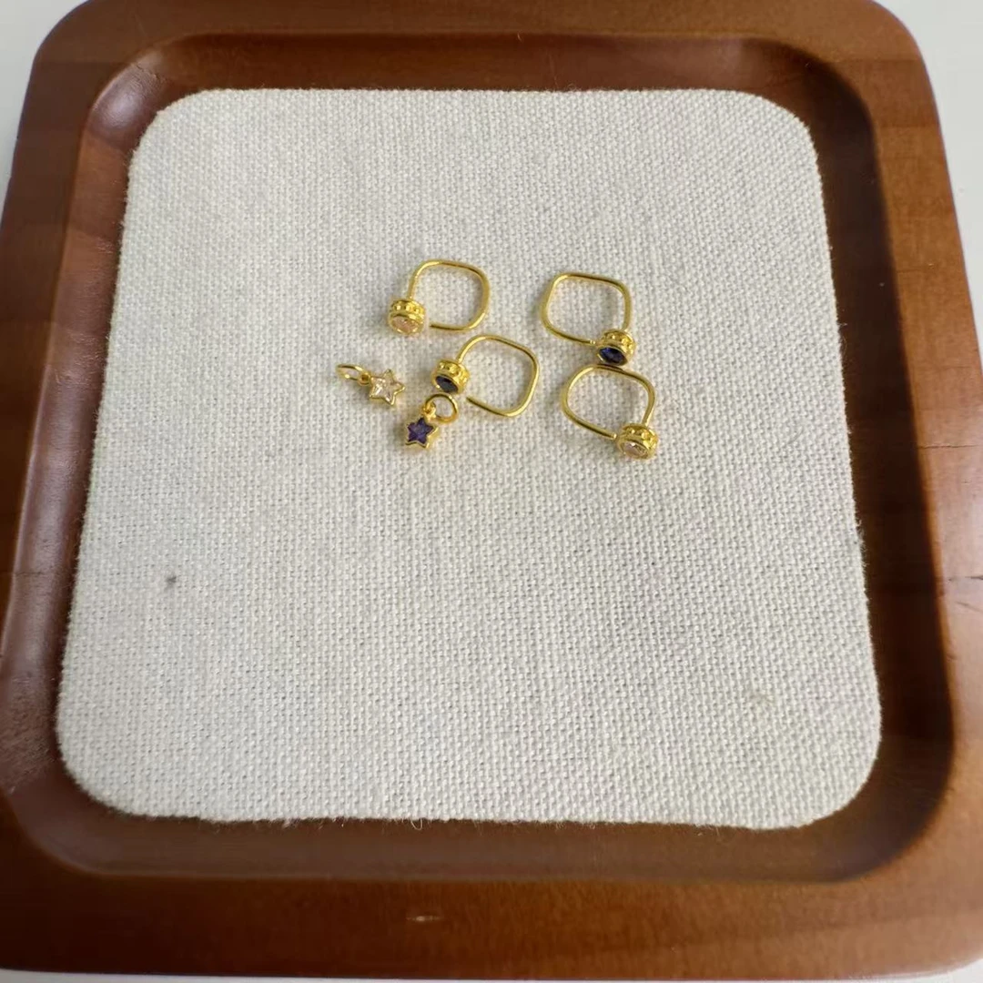 足金999 古法工艺耳钉星星滴流