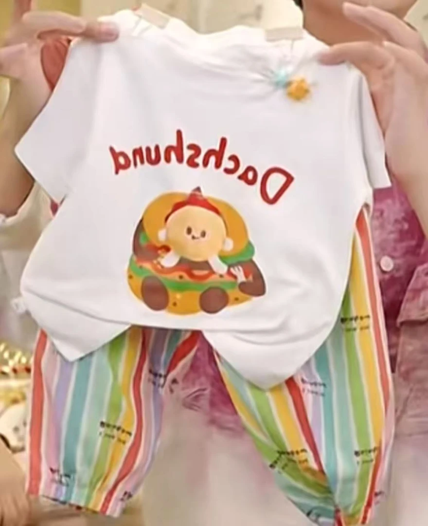 套头卡通风薄款卡通韩版中性套装时尚网红洋气夏季