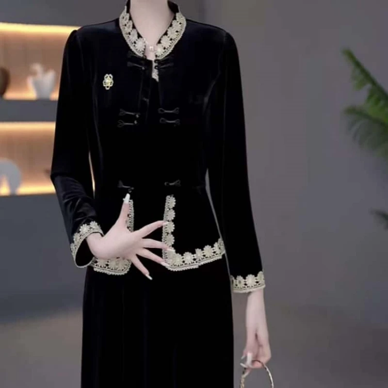 A639【外套+连衣裙】2025早秋新款时尚高端轻奢优雅新中式套装裙