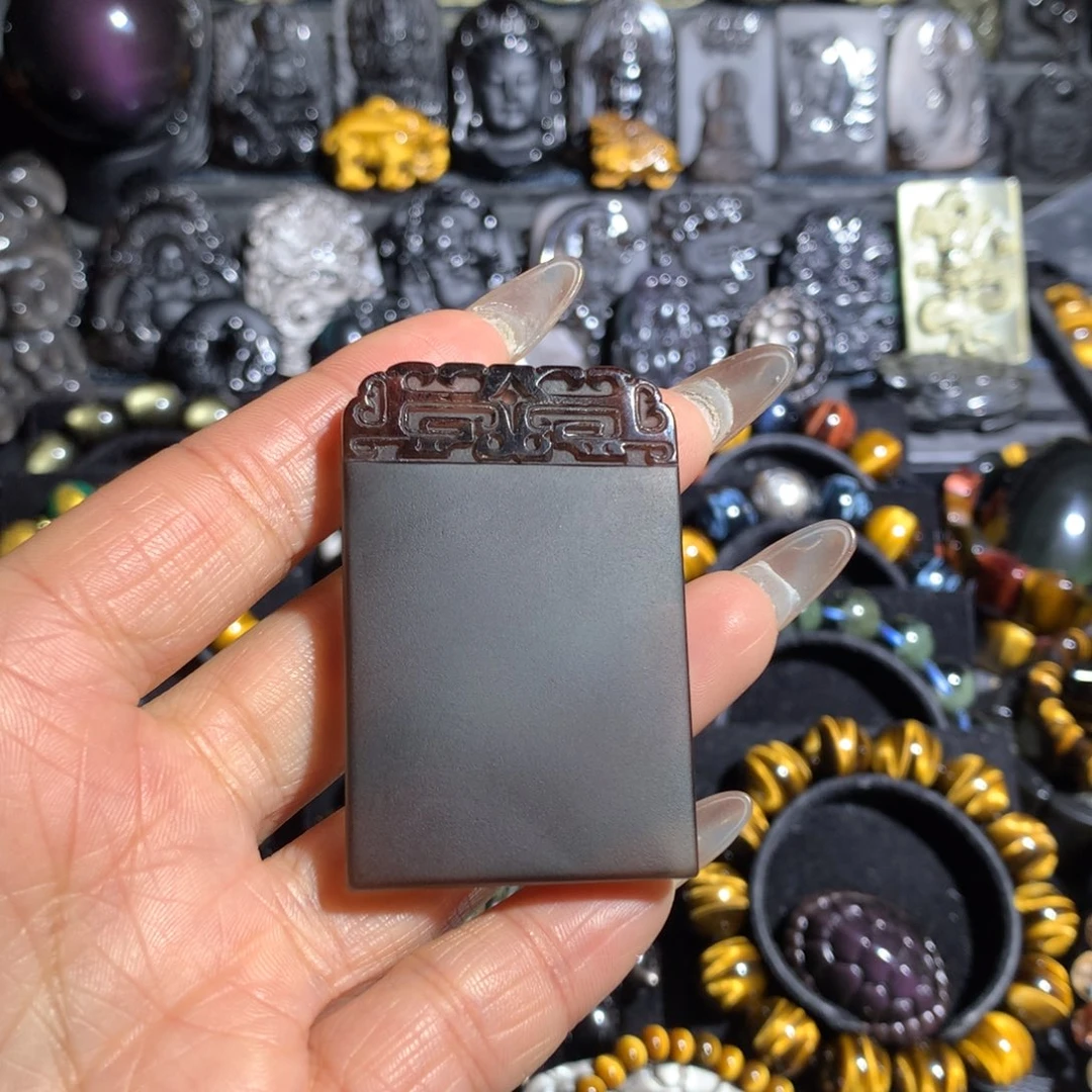 平***和黑曜岩未镶嵌吊坠(赠链)