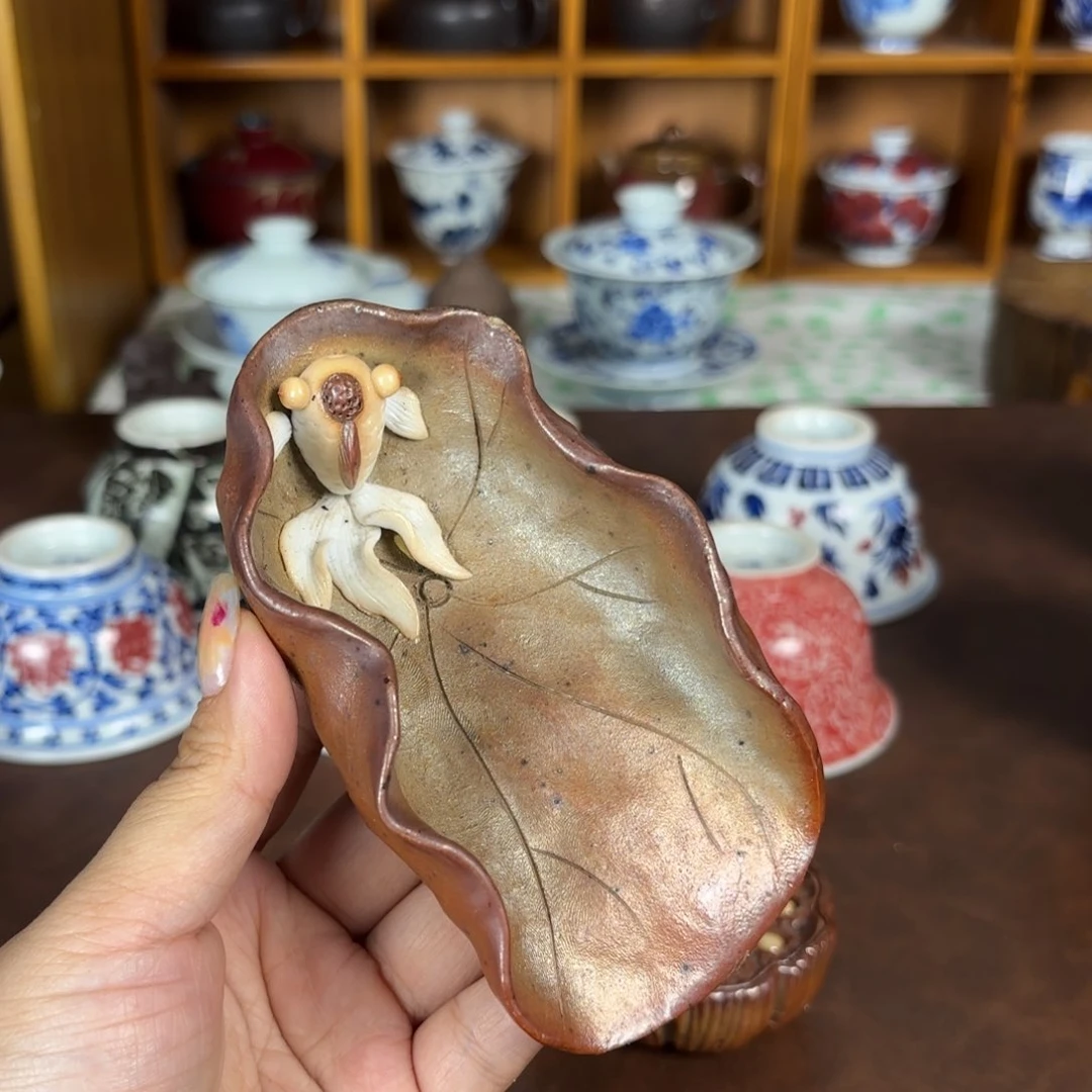 柴烧手作茶则金鱼
