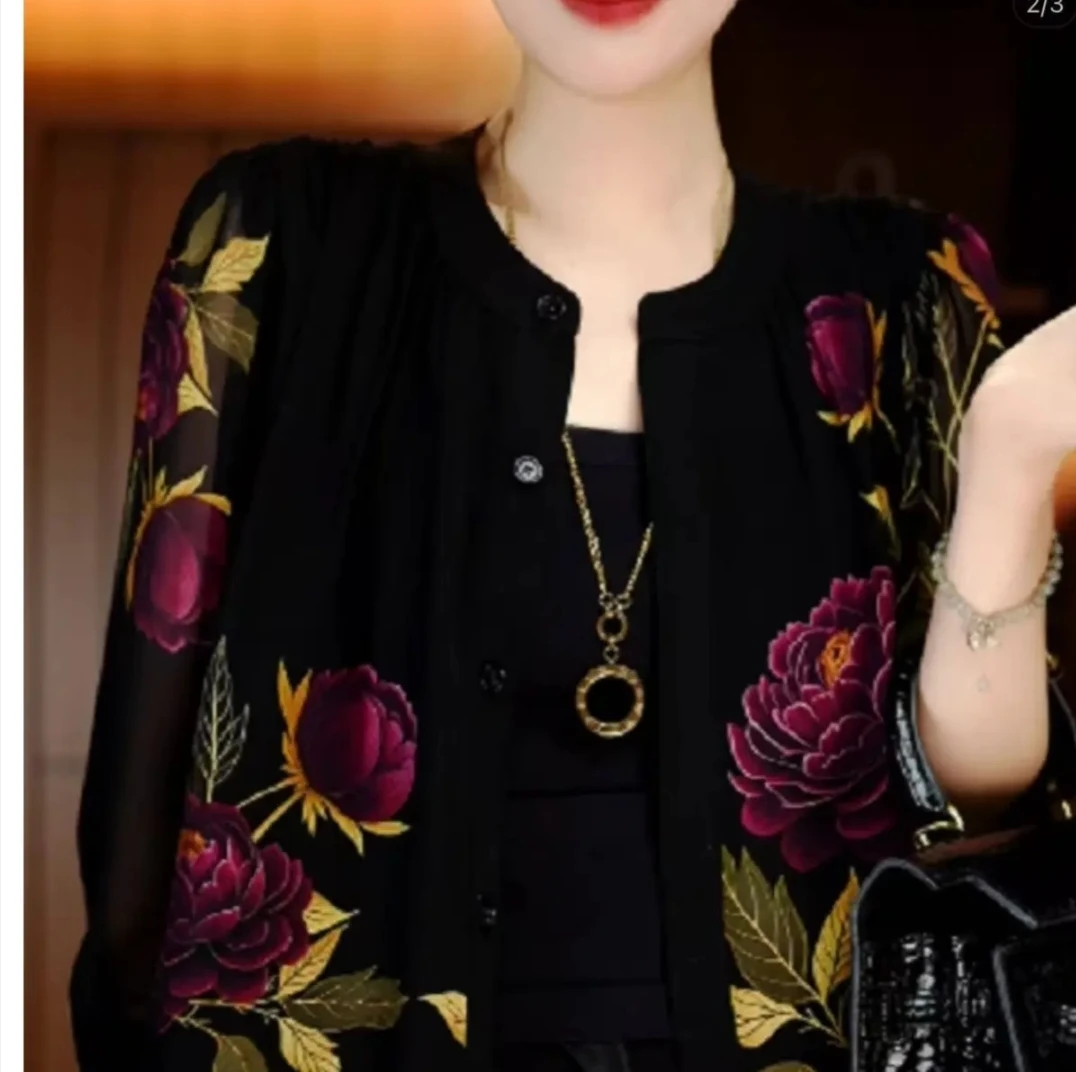 （富贵牡丹）新款衬衫透气防晒不起球时尚常规款宽松长袖