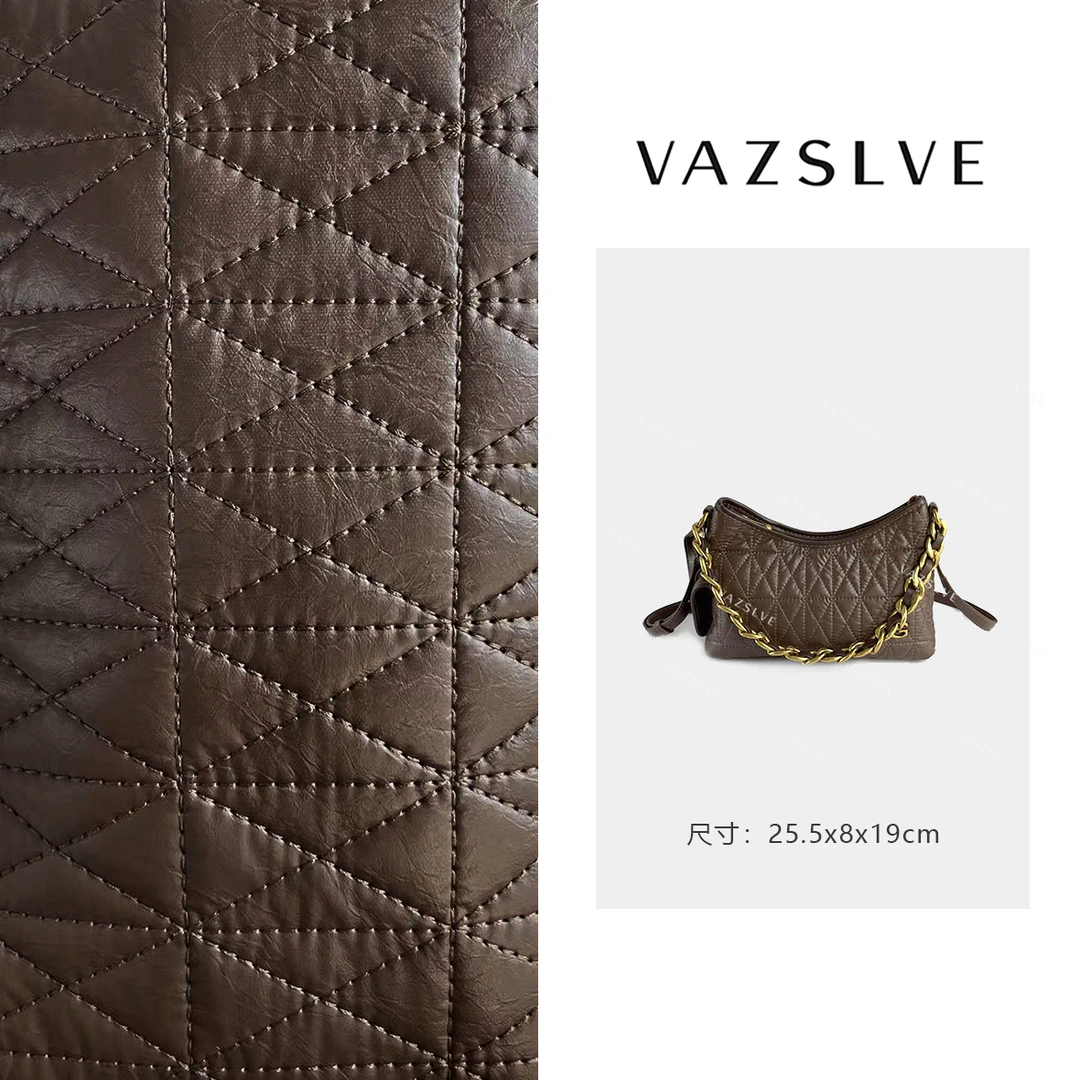 QYX-95812-可可棕 小香风气质条纹设计师韩版斜跨轻奢女包