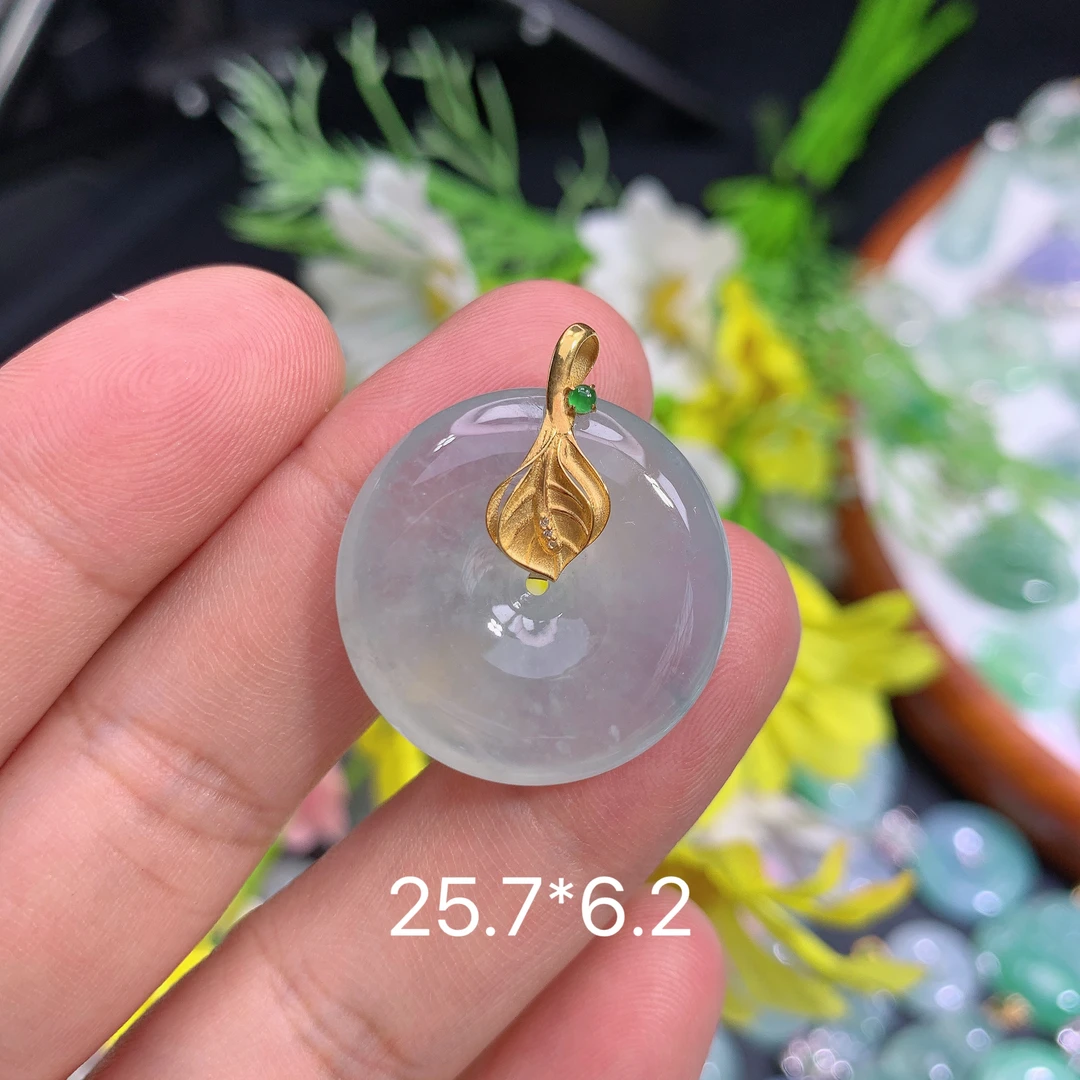 缅甸天然翡翠冰润晴水平安扣生挂件气质百搭时尚清新精雕玉石
