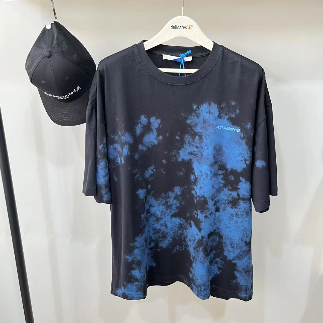 【HO】136 25年夏季新款扎染宽松扩版圆领短袖T恤 21018