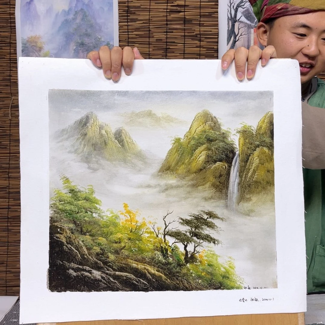 油画行路人小院绘画作品竞拍
