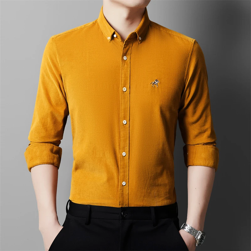 春季衬衫衬衣长袖男装新款翻领2024休闲男式品牌时尚中青年男简约