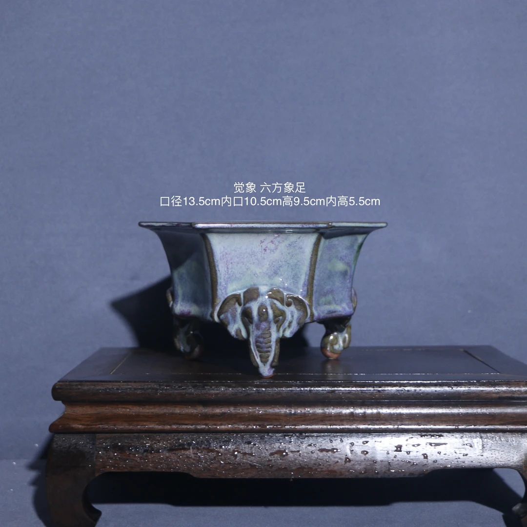 觉象六方象兽足一物一拍文人竹矮霸杜鹃钧窑盆景盆
