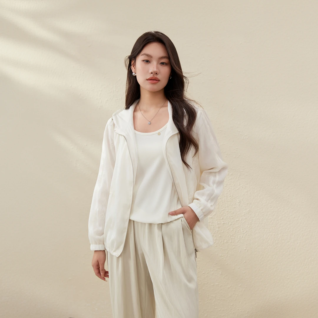 【优雅欧根纱绣花外套】纤莉秀大码女装别致洋气时尚百搭QK1601