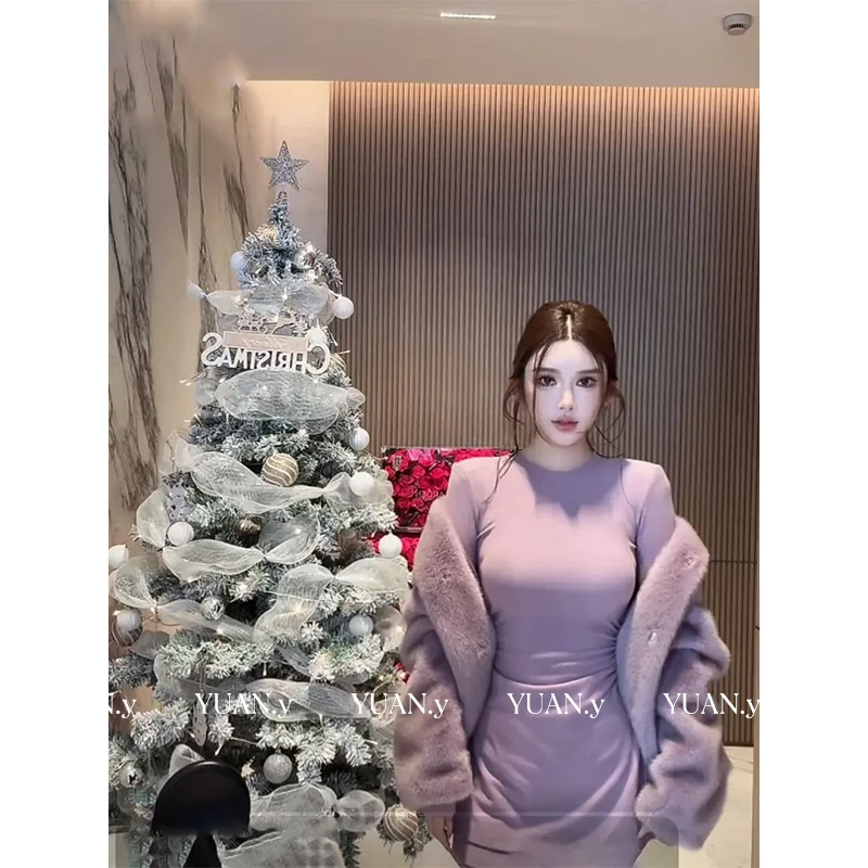 媛媛【糖雾漫杯】辣妹新款秋冬纯欲修身显瘦时尚套装女320g#TZ0835