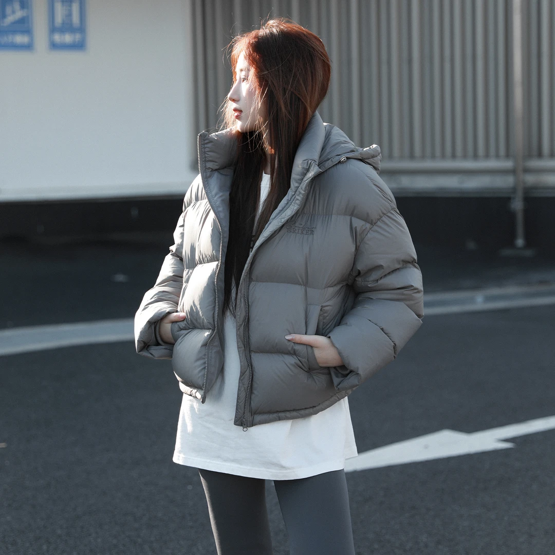 SRIKERLAB特氟龙三防轻盈高蓬新国标90白鸭绒连帽宽松保暖羽绒服