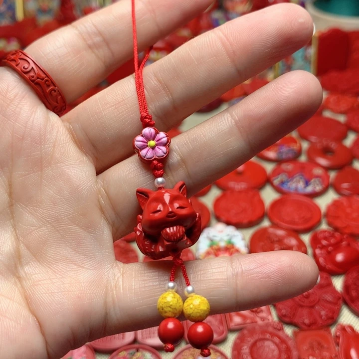 天然辰砂工艺品朱砂手机坠
