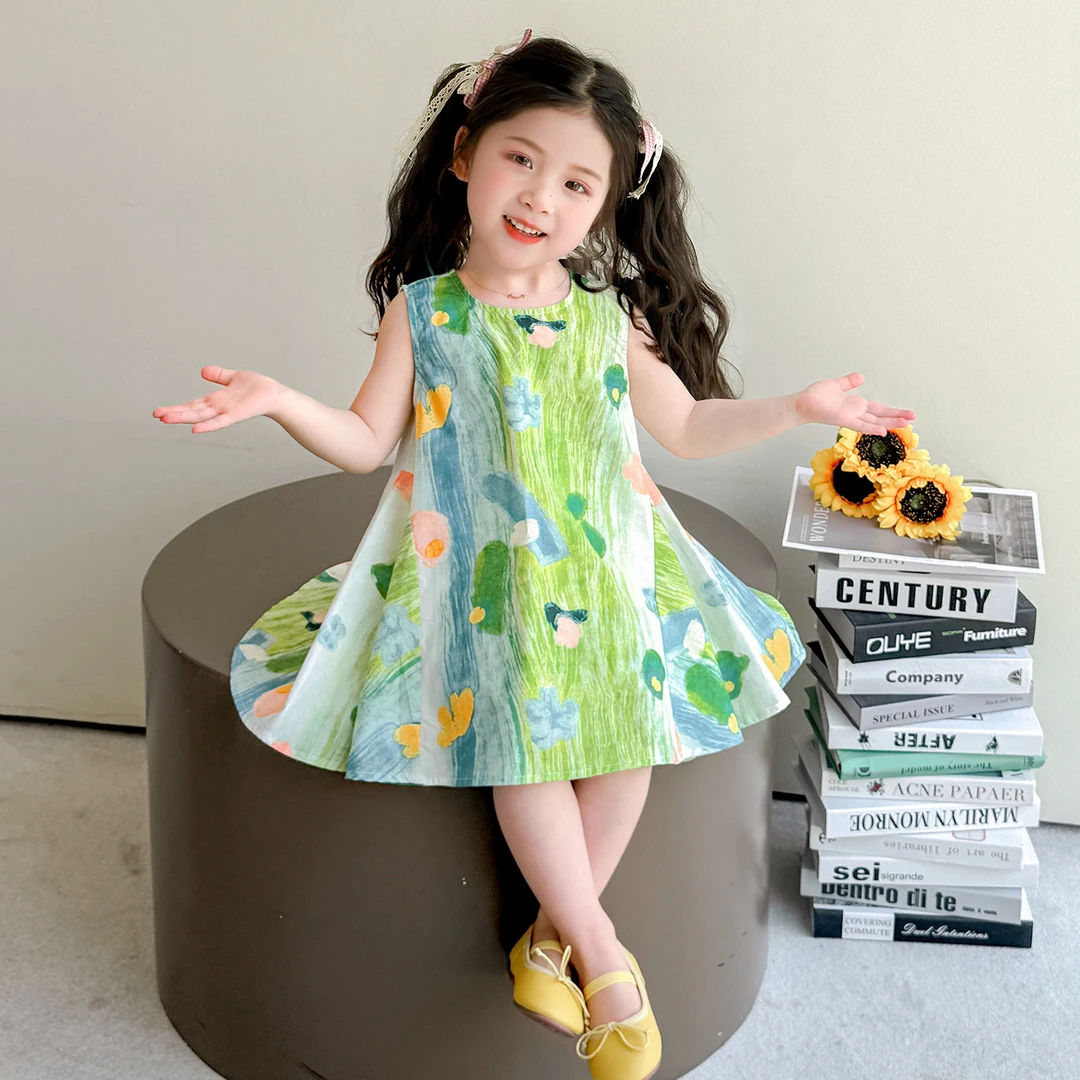 女童连衣裙夏装2025新款儿童洋气棉布裙夏季薄款宝宝无袖背心裙子