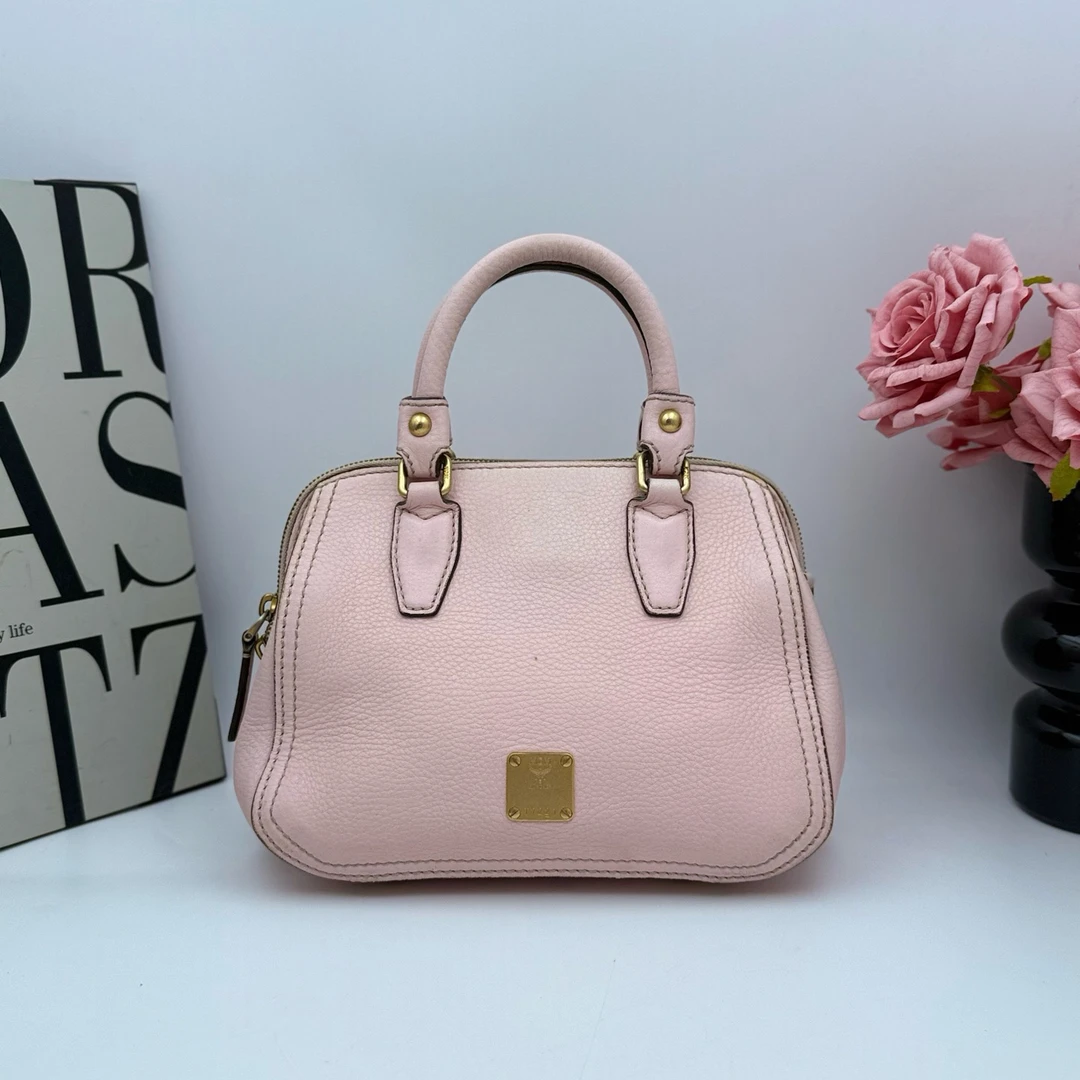95新 MCM MCM xy 7901 粉色贝壳手提包 24x17