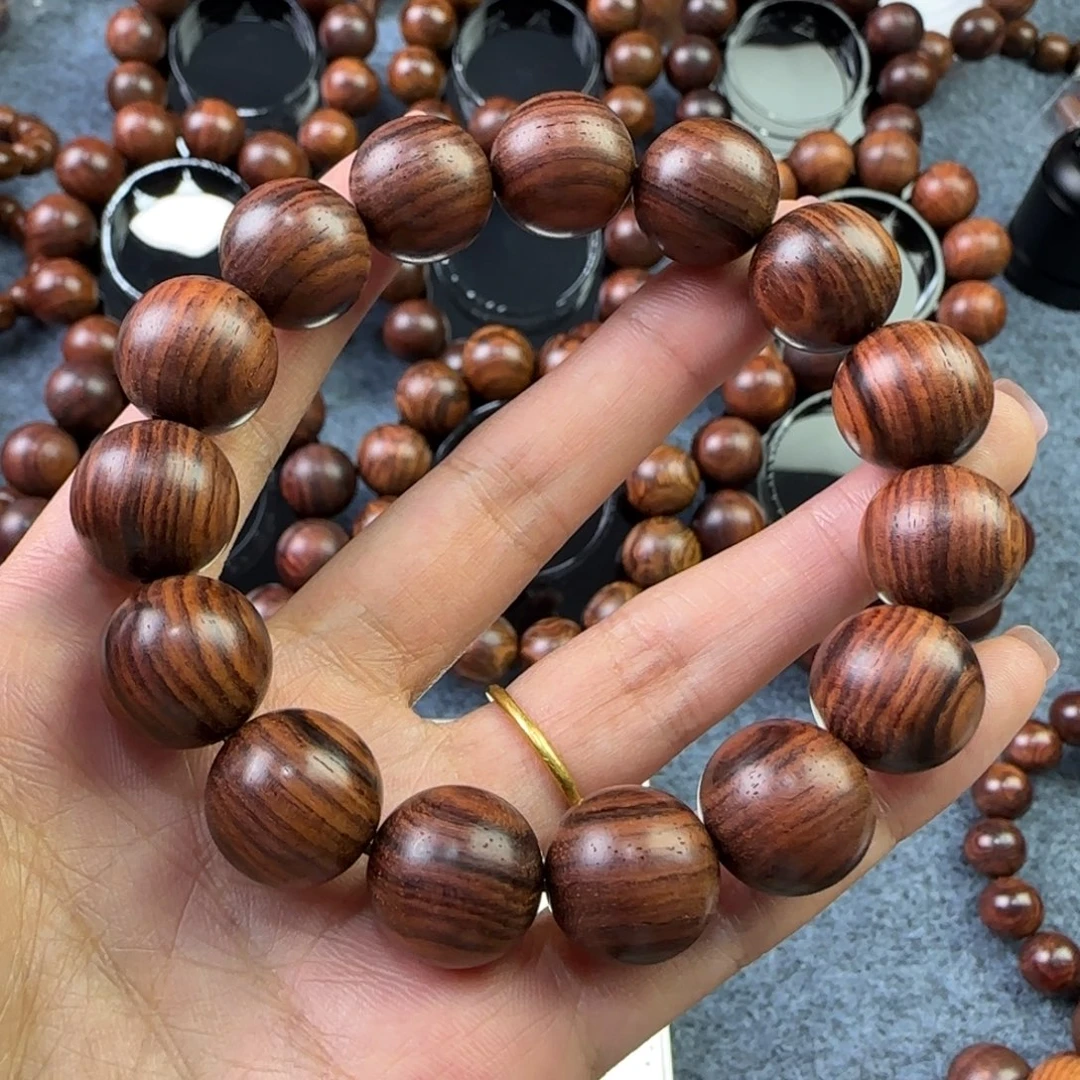 黄花梨/降香黄檀手串/手链老拆线条线条带黑线，带天眼的圆珠