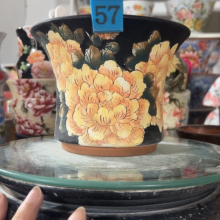 景德镇幸运花盆手绘韩式花盆