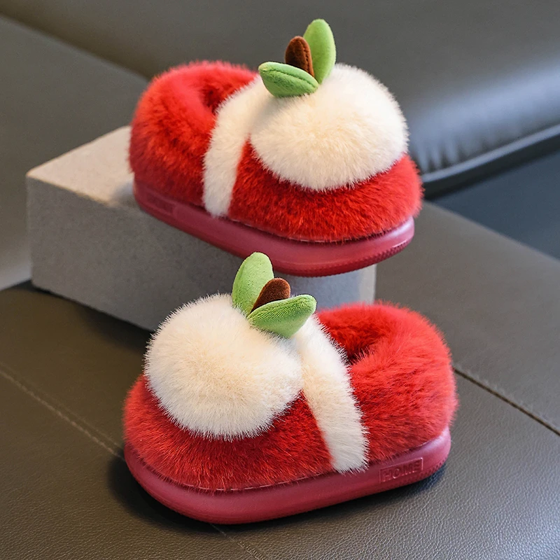 儿童冬季棉拖鞋男女童时尚简约公主风EVA加绒加厚防滑日常亲子鞋