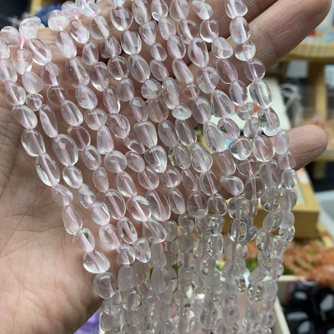 玛瑙/玉髓未镶嵌珠宝半成品一条天然星光粉晶5-6