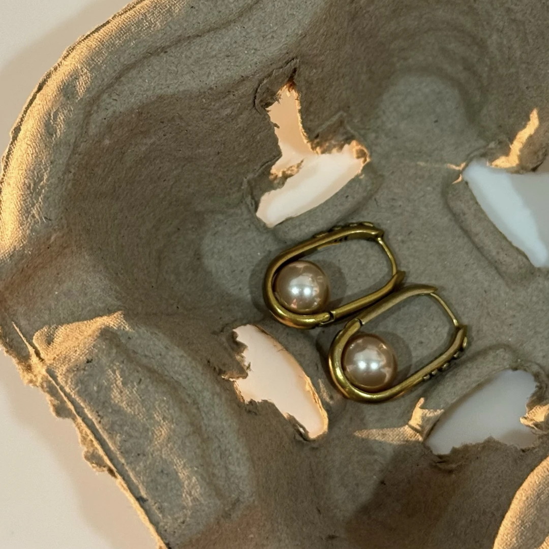 铜合金仿珍珠耳饰 HRY0-铜合金CD简约个性珍珠耳环HRY0-1305