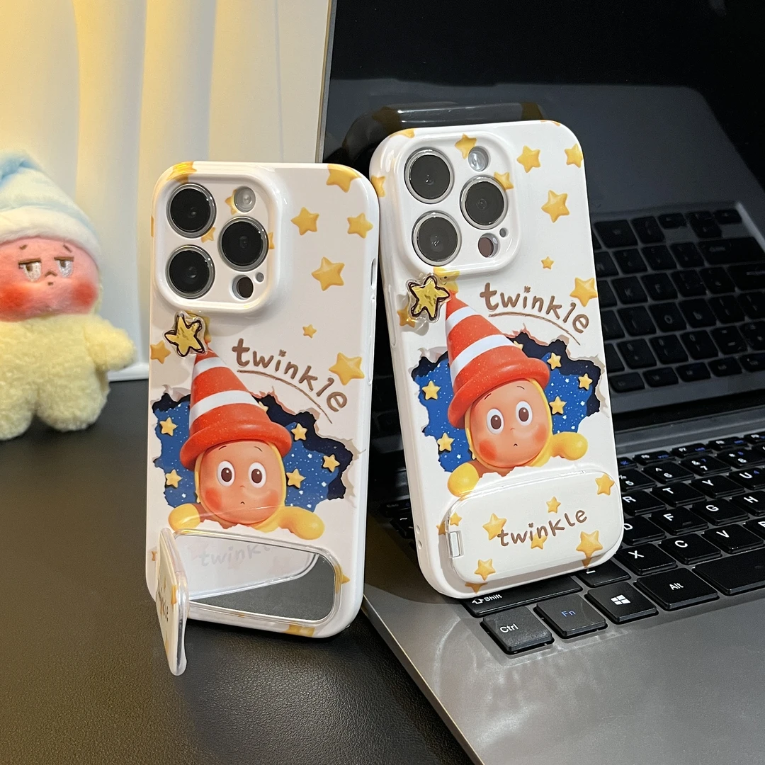 雅天立可爱帽子星星人适用苹果16/17手机壳华为vivoppo小米15硬14