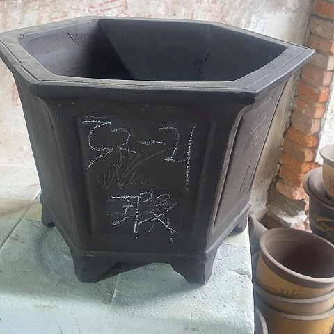 紫砂中国离紫砂花盆，