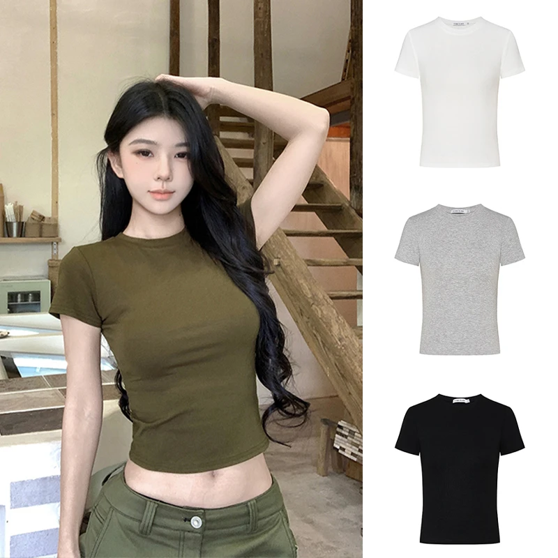 Moses Queen/魔西女王 显身材掐腰正肩T恤修身显瘦圆领上衣