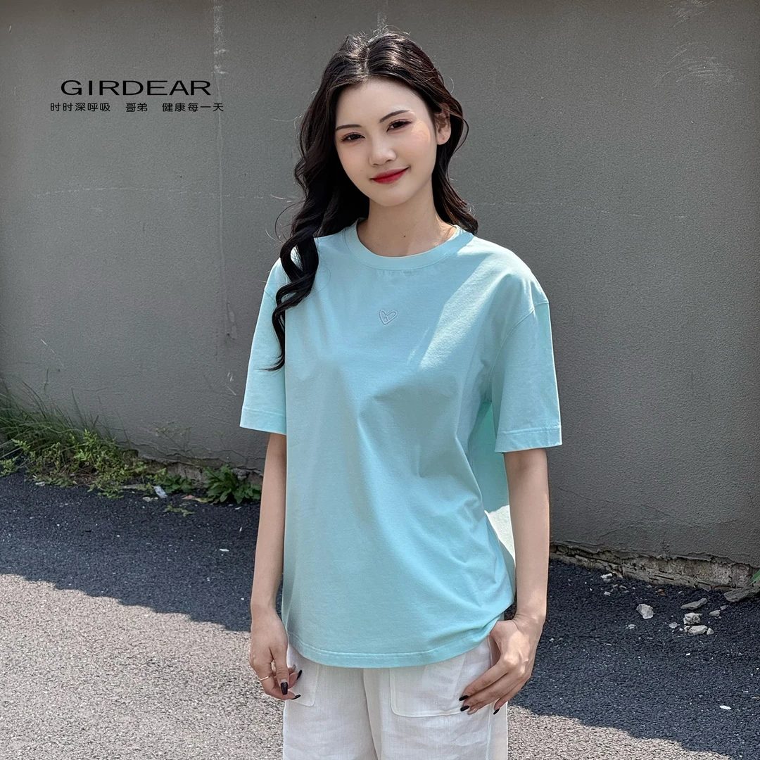 GIRDEAR/哥弟夏季新款休闲宽松运动韩版心性时尚T恤圆领130091