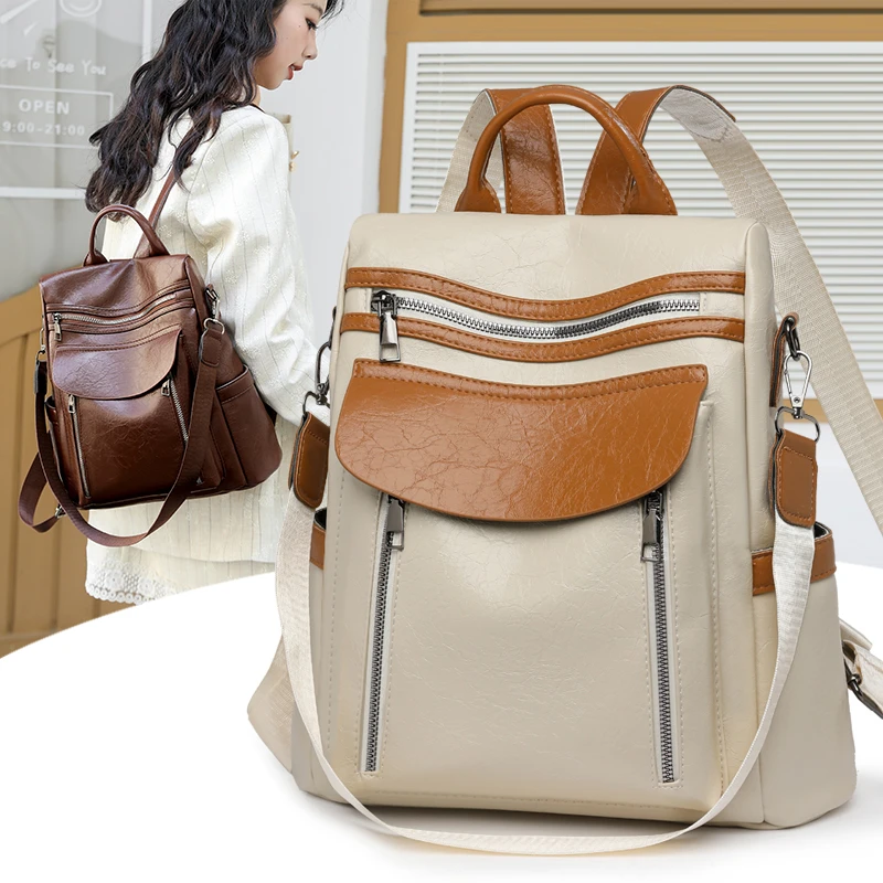 2025新款时尚背包旅行出游女士多用双肩包通勤超火大容量妈咪包