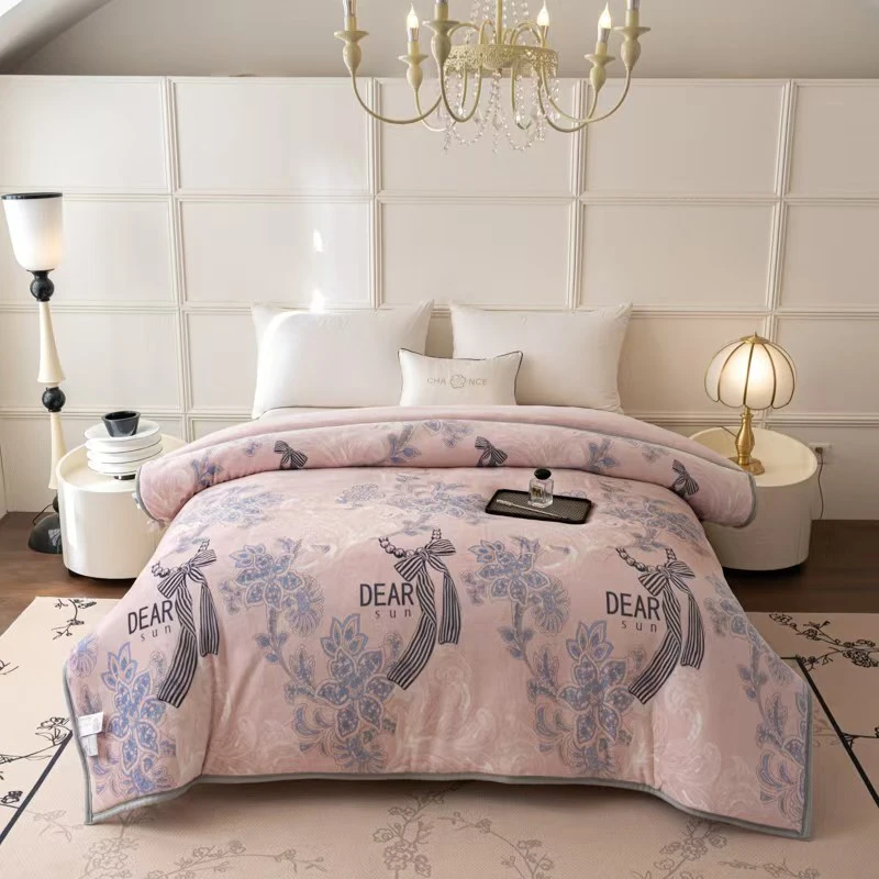 辰美家纺 2.3*2.0CM【高端石墨烯保暖粉紫蝴蝶结】加绒自发热冬被