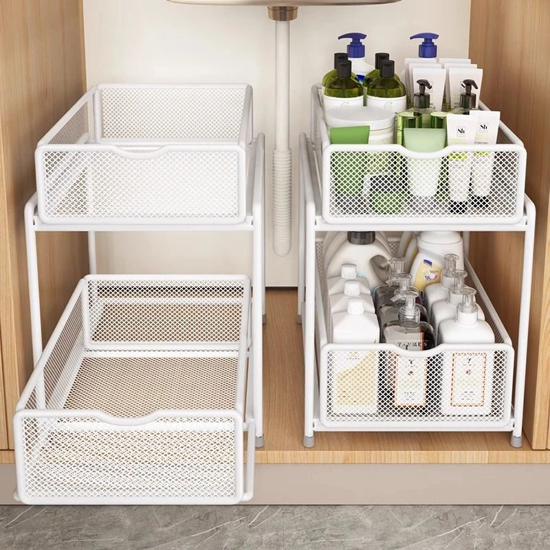 优勤下水槽置物架洗漱台下收纳架柜内分层架抽拉式卫生间厕所架子