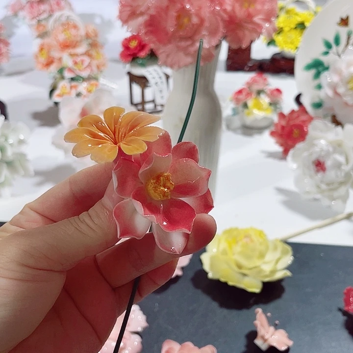 瓷片纯陶瓷手工捏花