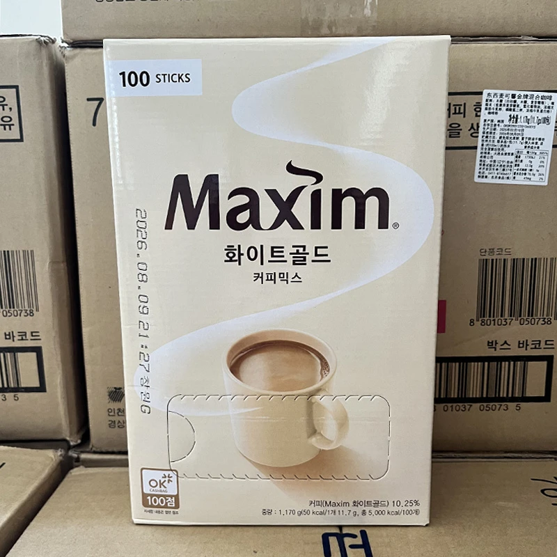 韩国进口正品白麦馨咖啡Maxim摩卡金牌混合速溶咖啡三合一100条装