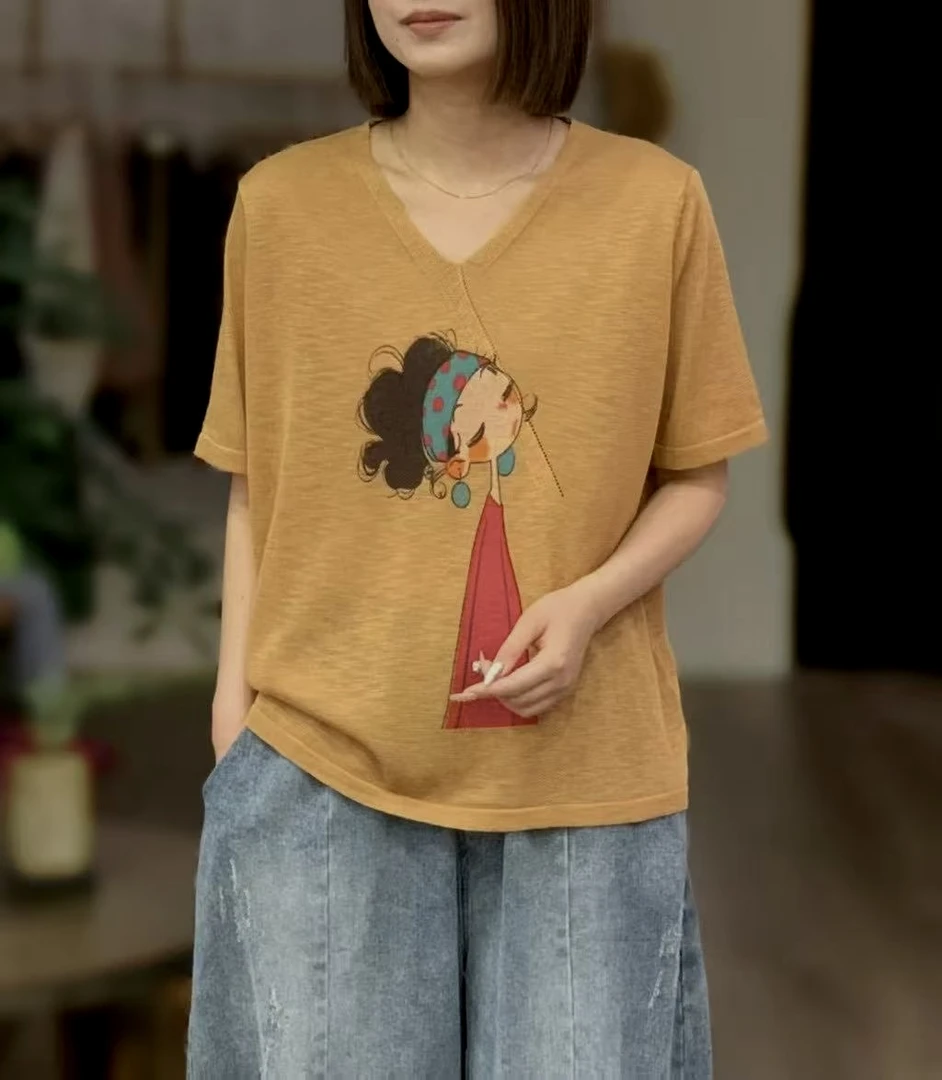 【胜华优选】夏季V领薄款超清凉短袖上衣