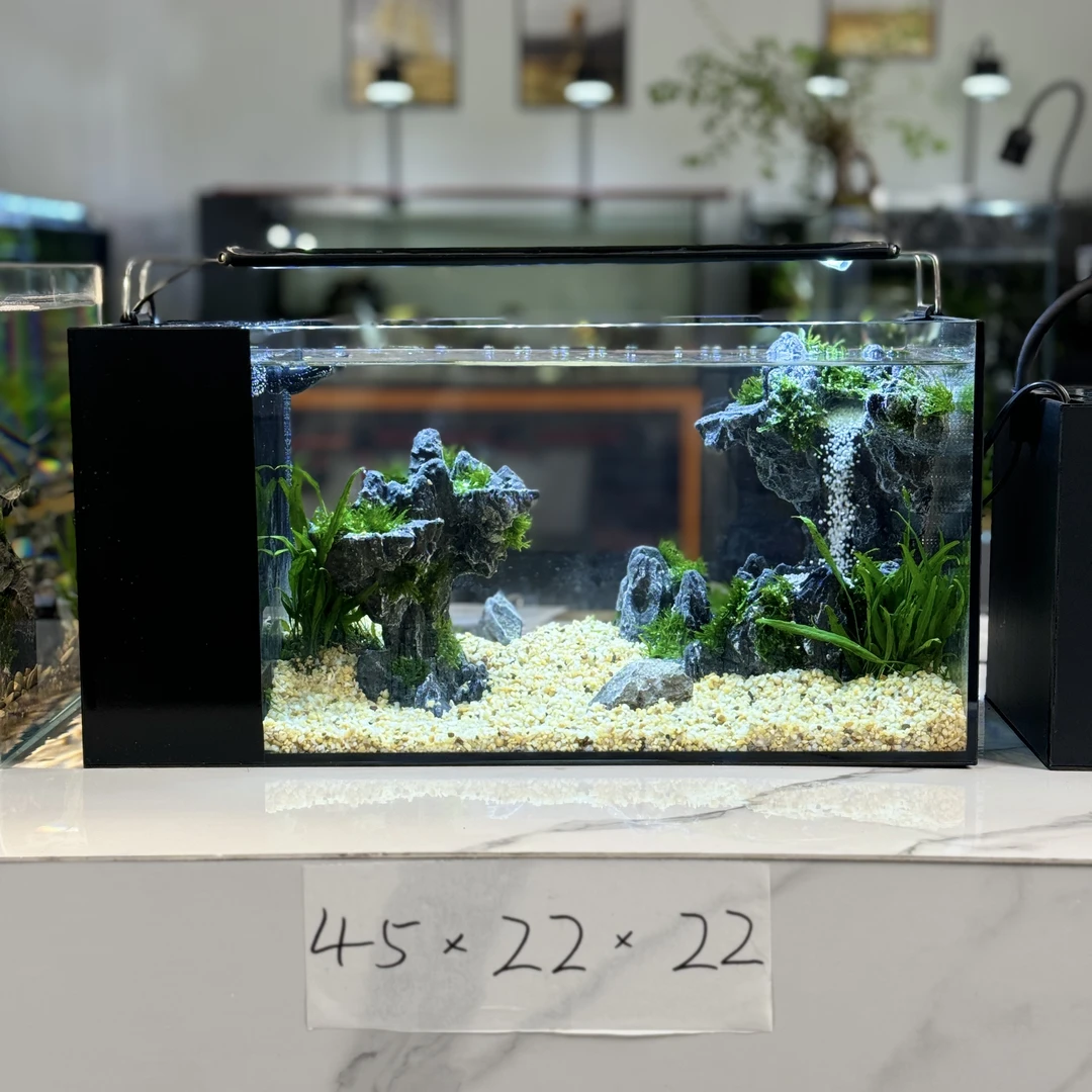 【潘多拉星球】45流沙瀑布 升级侧滤 全套超白玻璃鱼缸客厅家用桌面